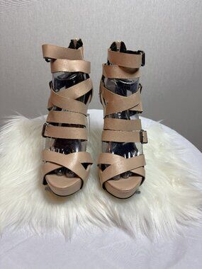 Rock & Republic Nude Bandage Heels, Size 7.5, Gently Worn
